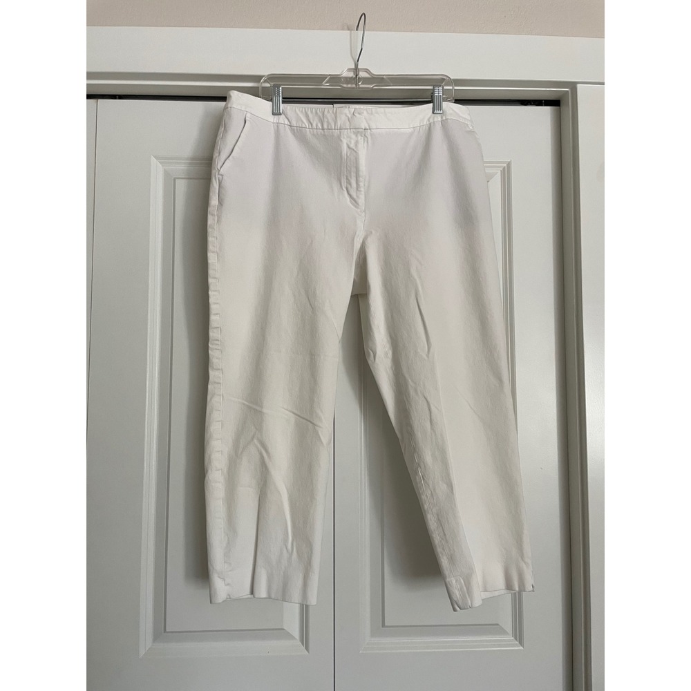 Talbots Hampshire Ankle Pants White Stretch Cotton Tailored Trousers Plus-18W